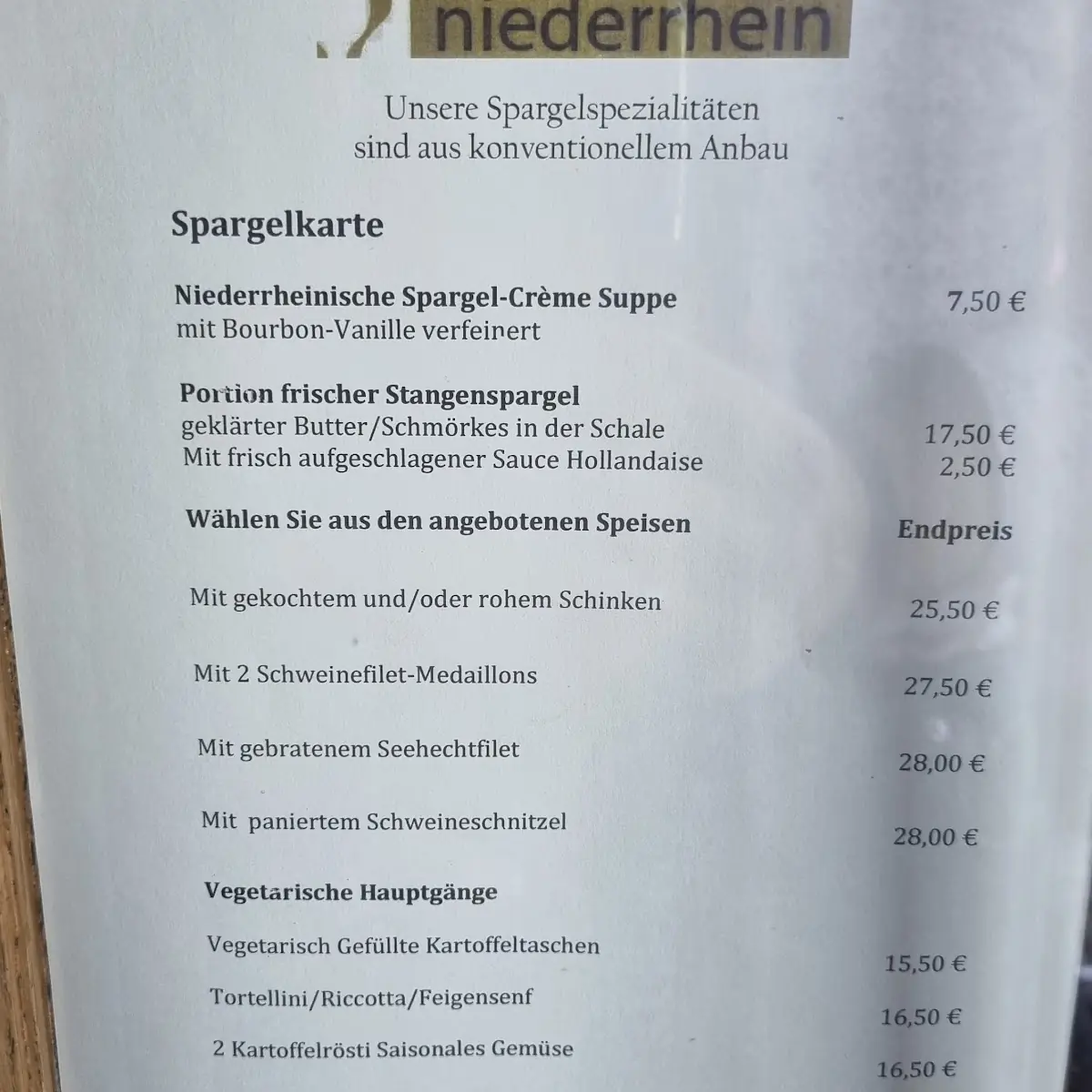 Speisekarte, Lippeschlößchen