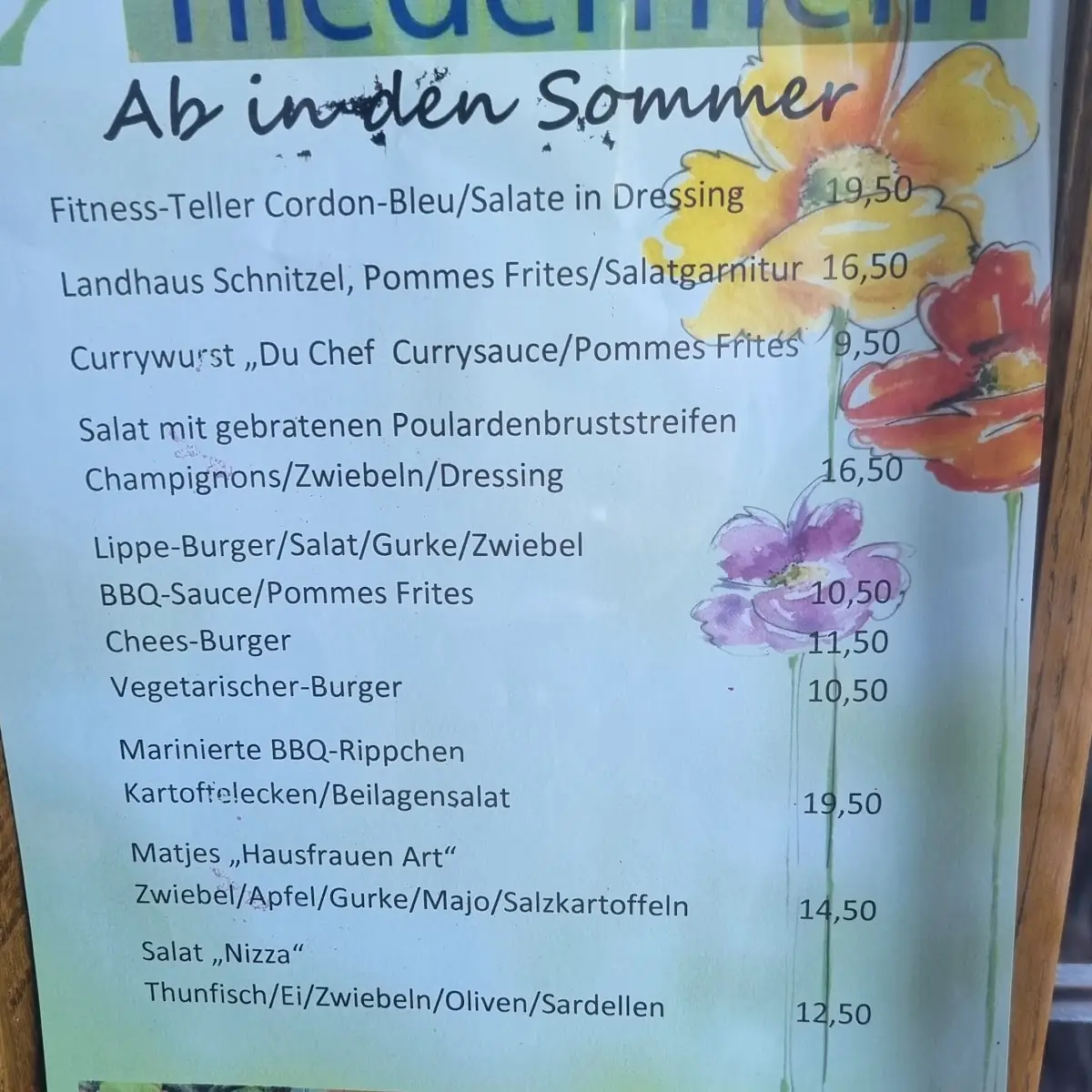 Speisekarte, Lippeschlößchen