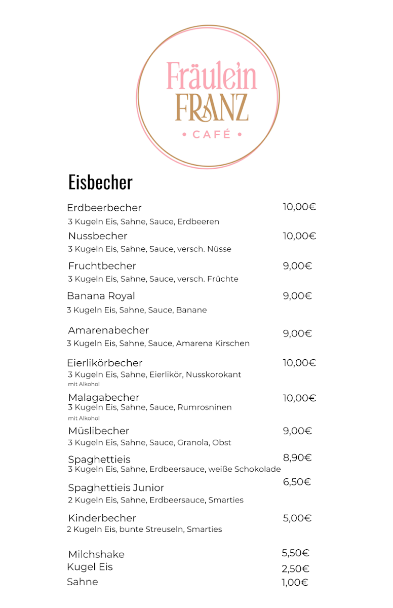 Speisekarte, Fräulein Franz