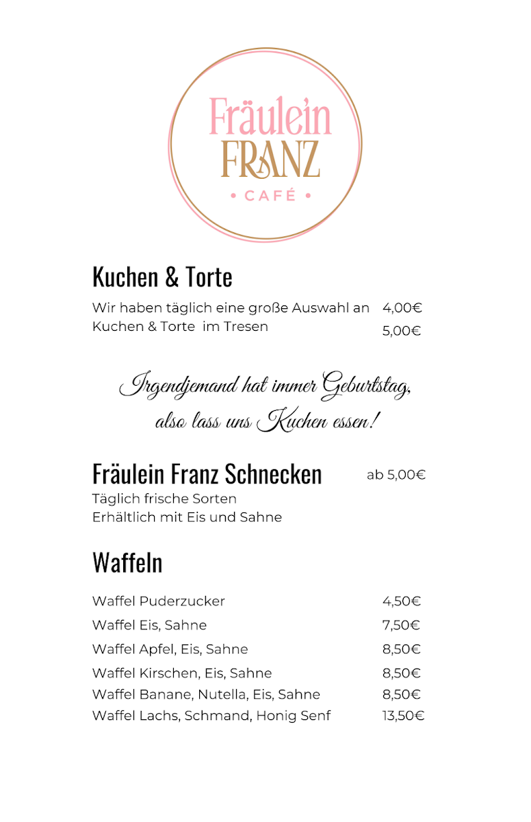 Speisekarte, Fräulein Franz