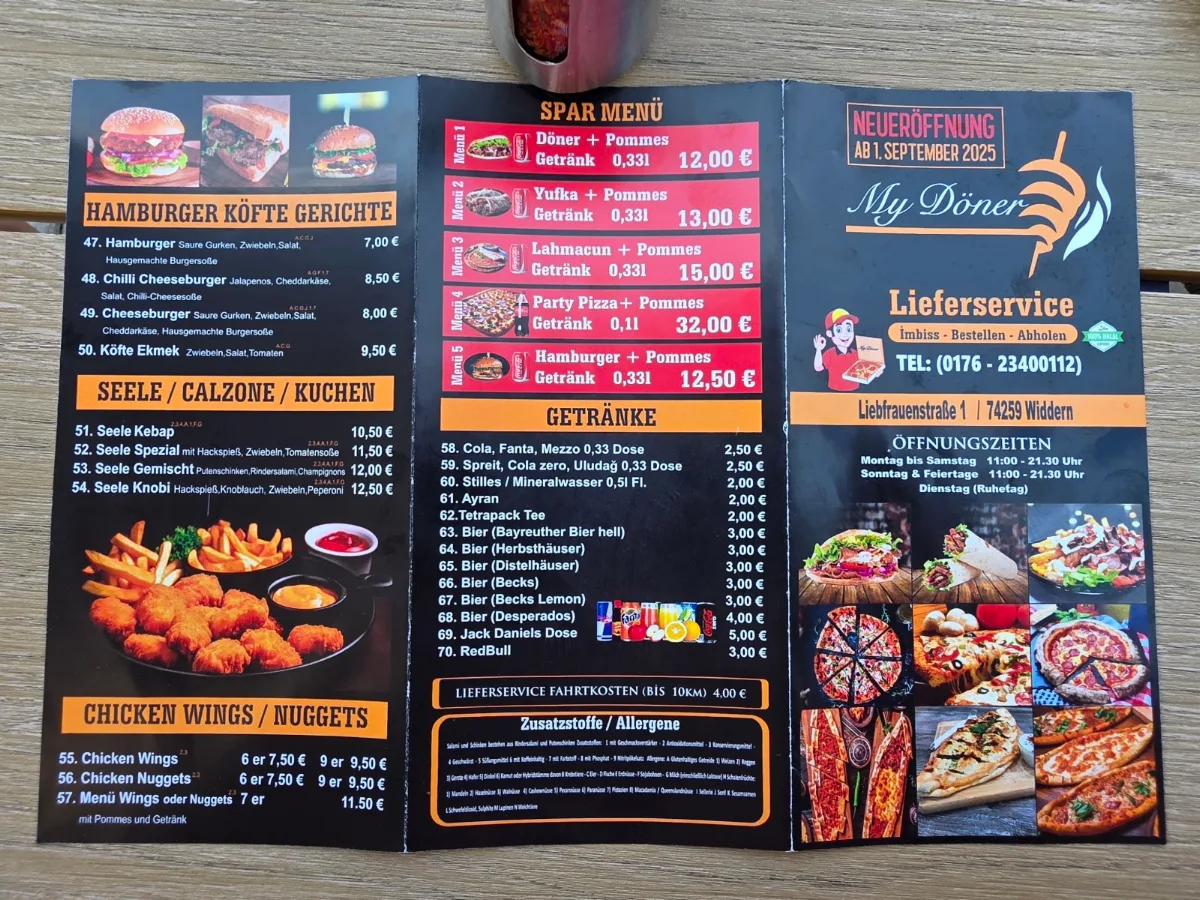 Speisekarte, My Döner Pizza Haus