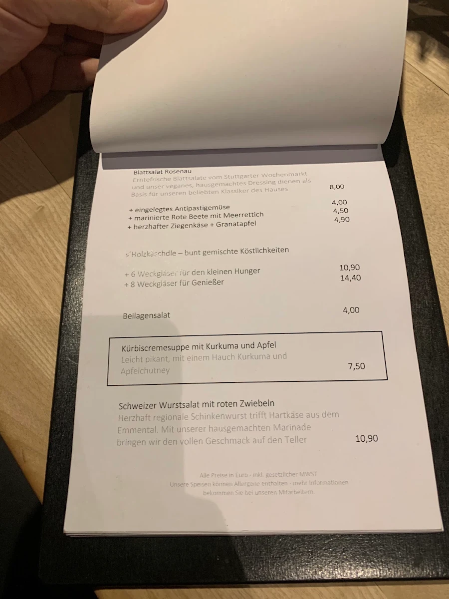 Speisekarte, Rosenau - Lokalität & Bühne