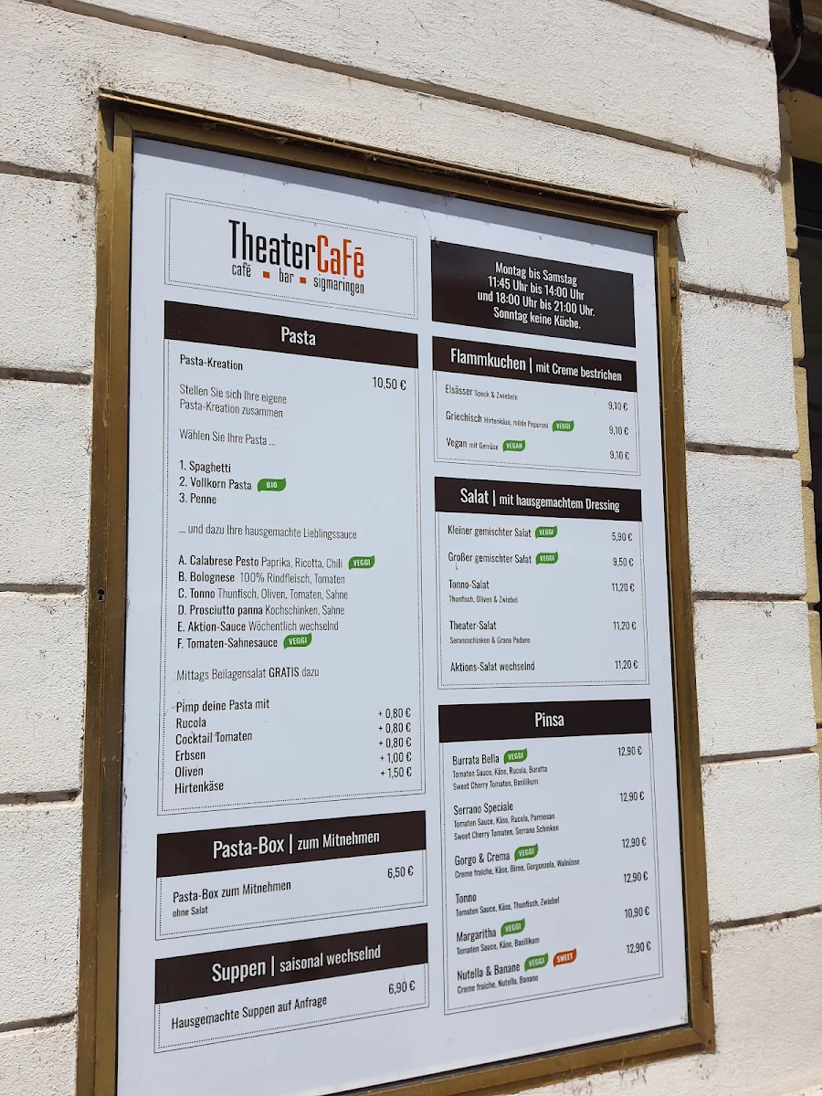 Speisekarte, Theatercafé