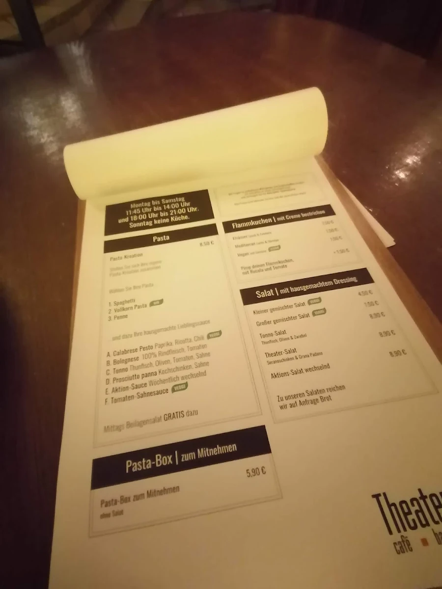 Speisekarte, Theatercafé