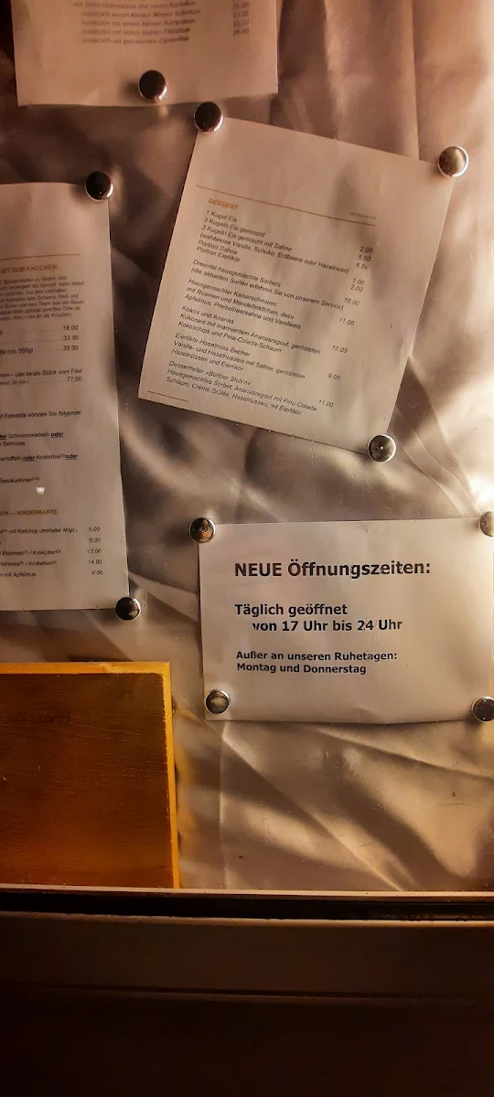 Speisekarte, Büttner Stub‘n