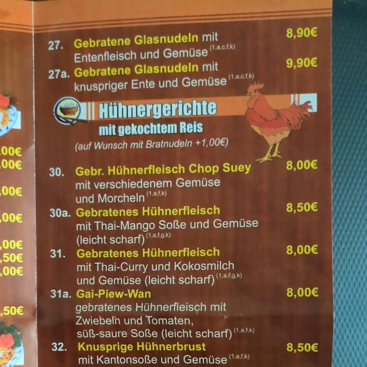 Speisekarte, Vina Asia Imbiss im E Center