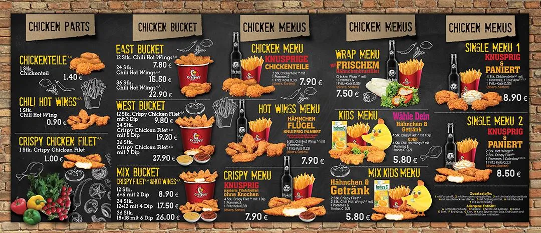 Speisekarte, Crispy’s Chicken Berlin (Friedrichshain)