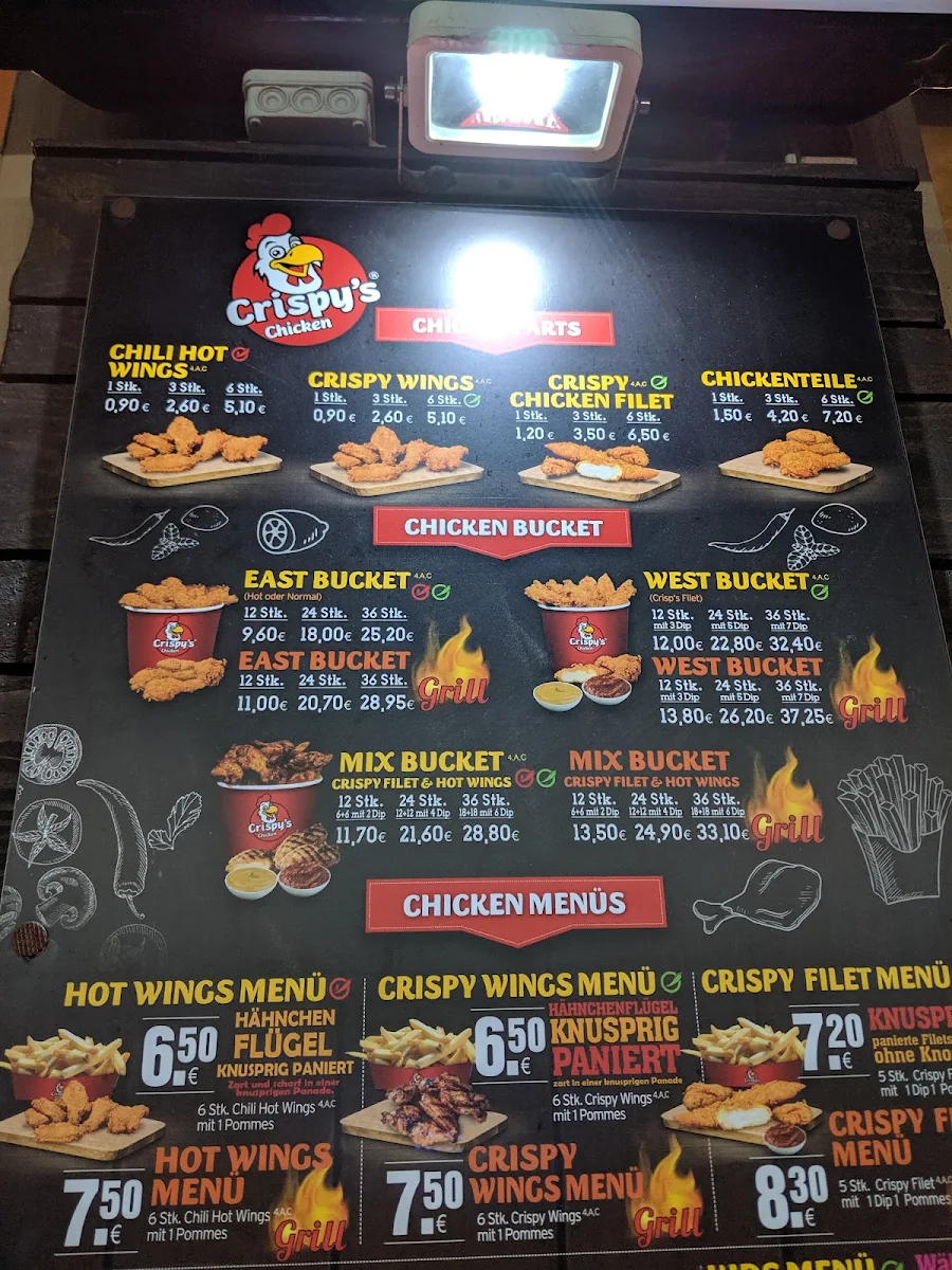 Speisekarte, Crispy’s Chicken Berlin (Friedrichshain)