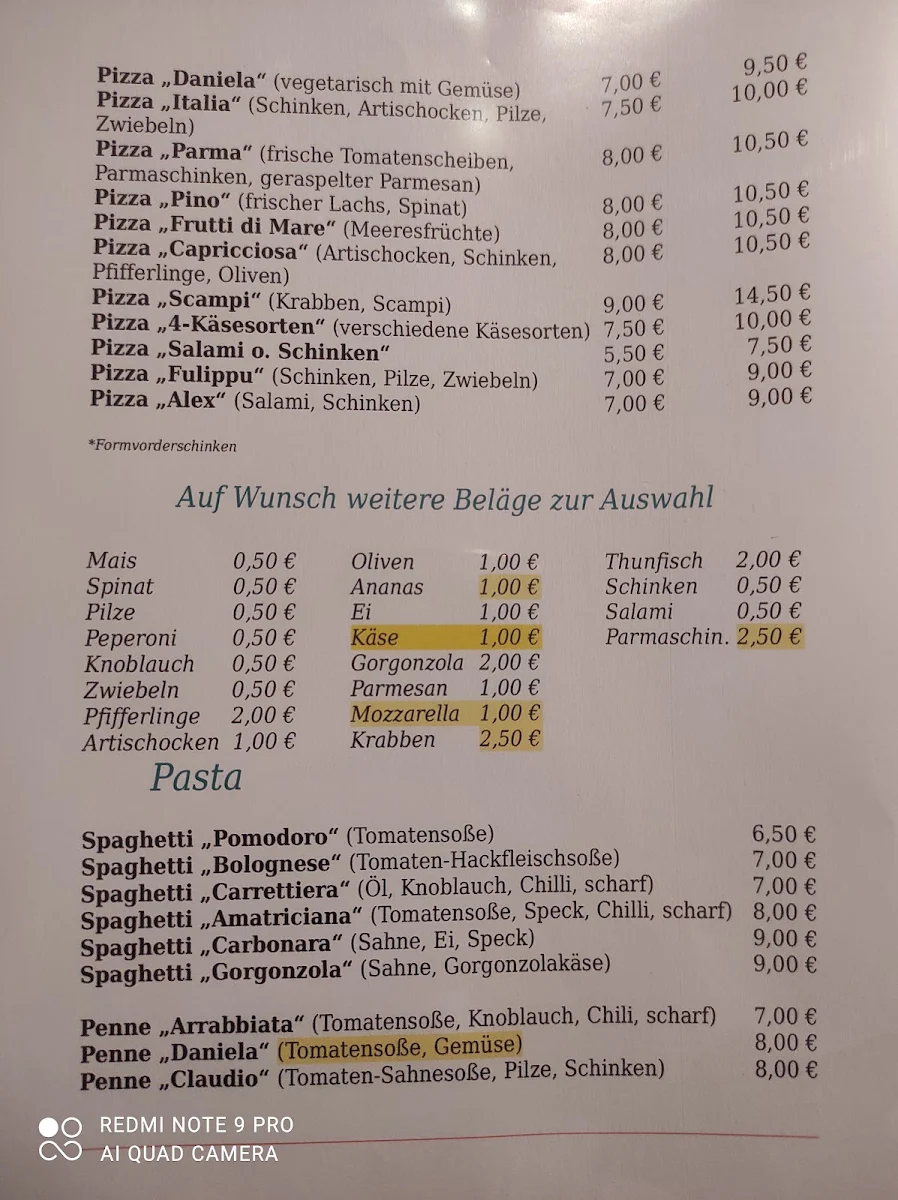 Speisekarte, La Dolce Vita