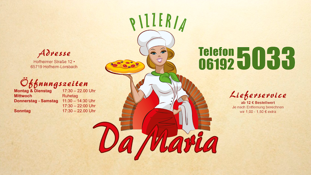 Speisekarte, Pizzeria Da Maria