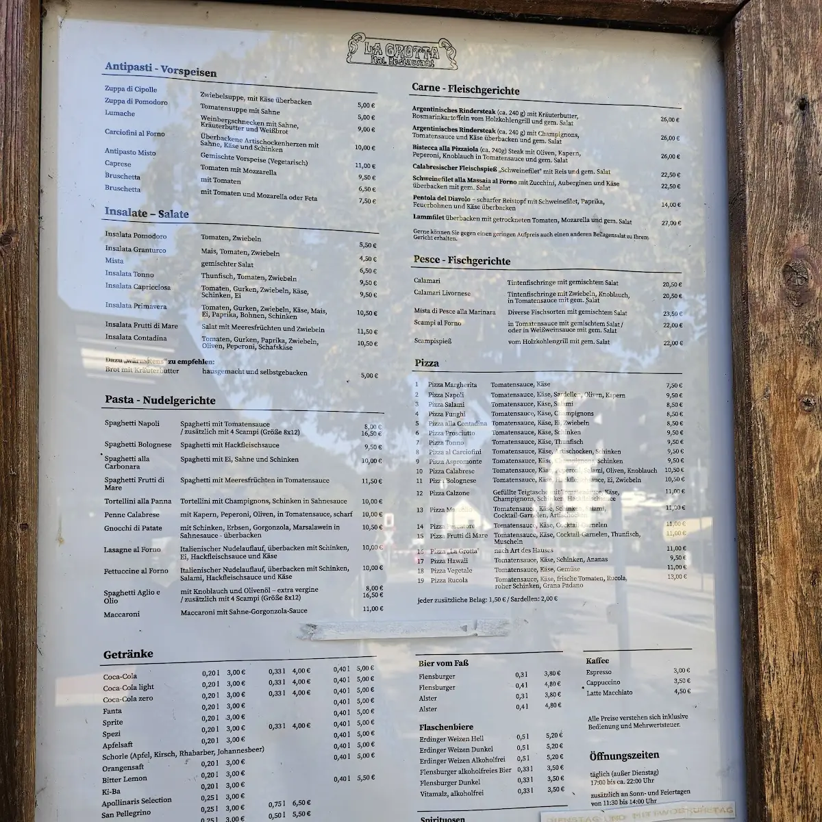 Speisekarte, RETROSO FRANCO LAGROTTA