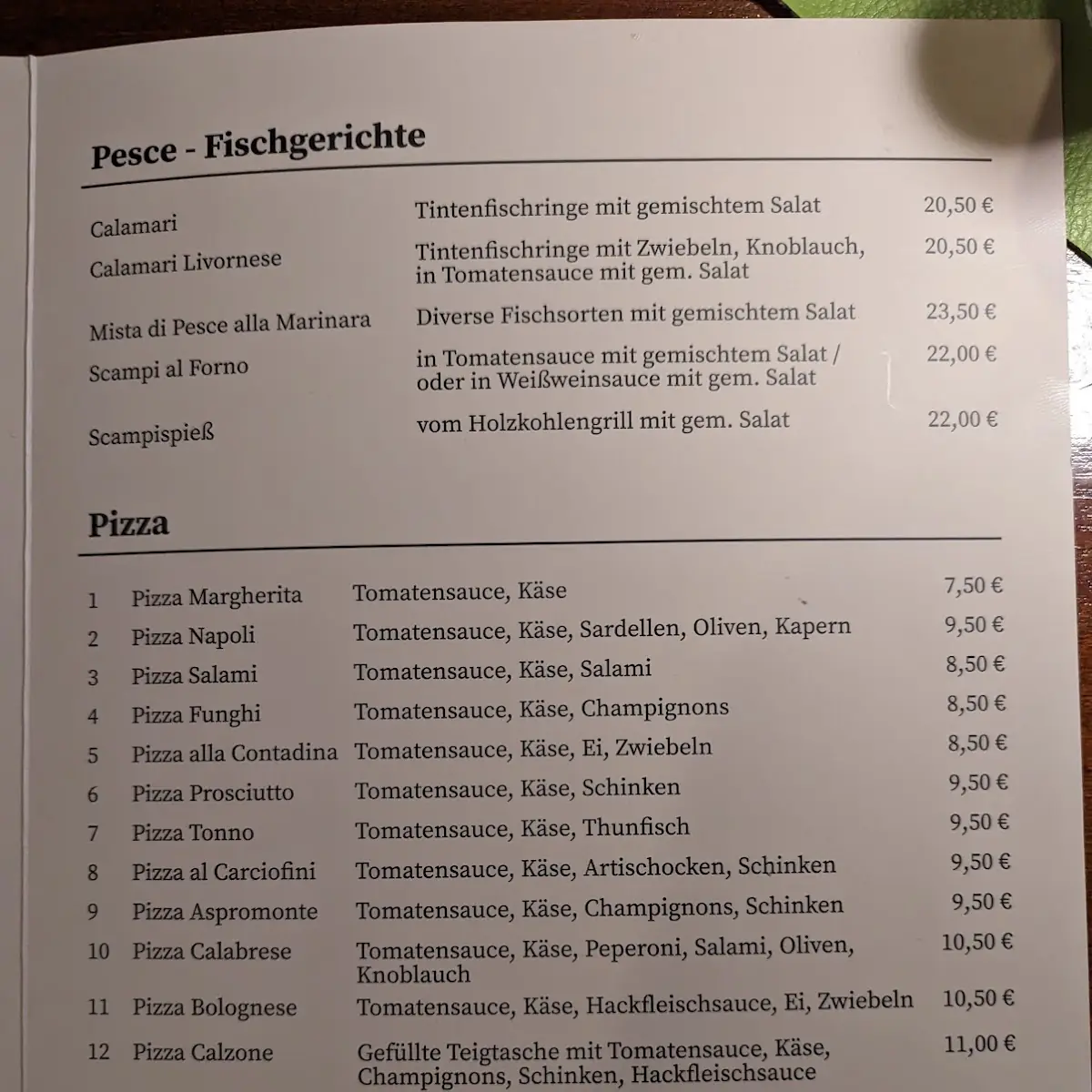 Speisekarte, RETROSO FRANCO LAGROTTA