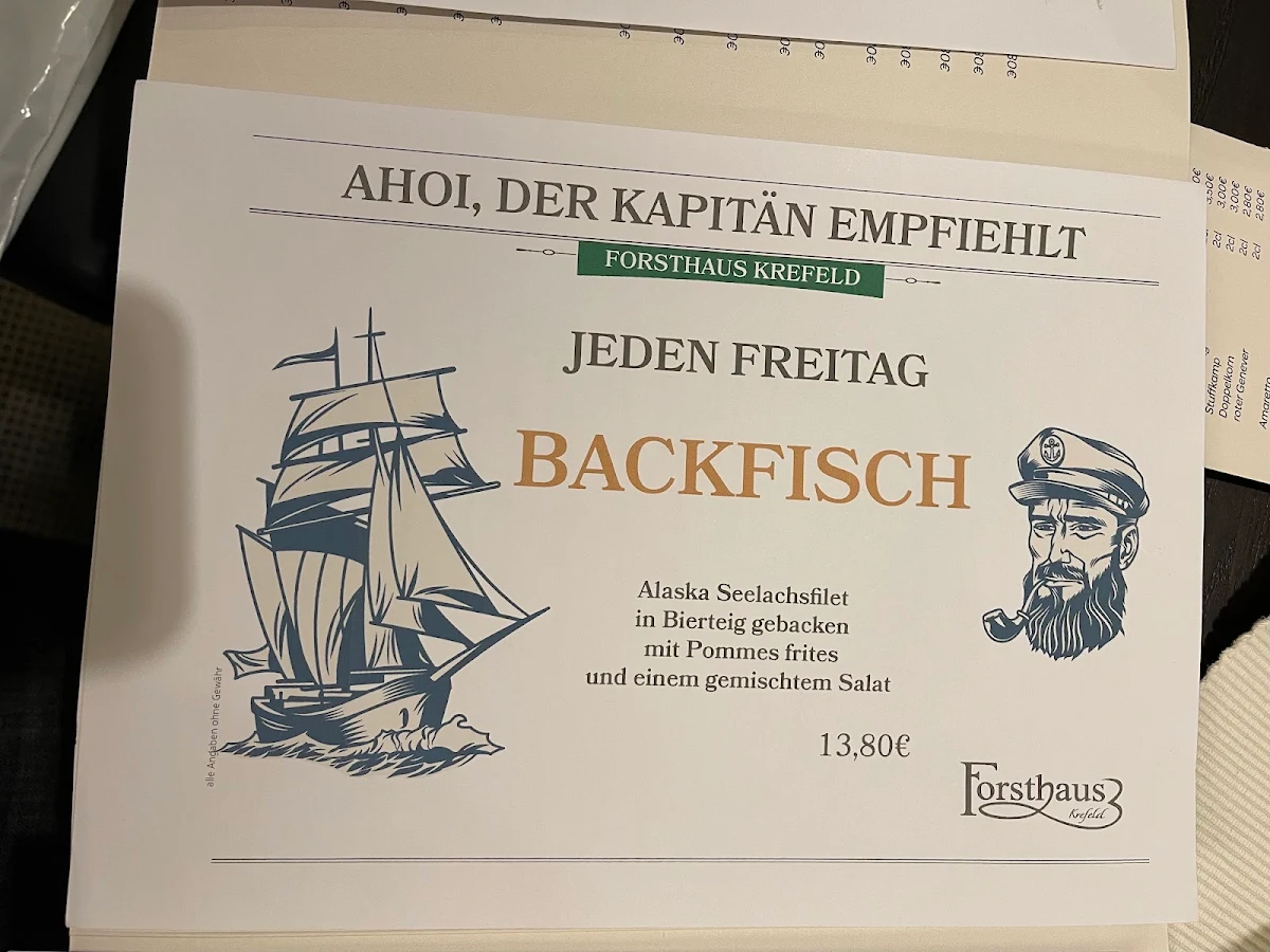 Speisekarte, Forsthaus 1838