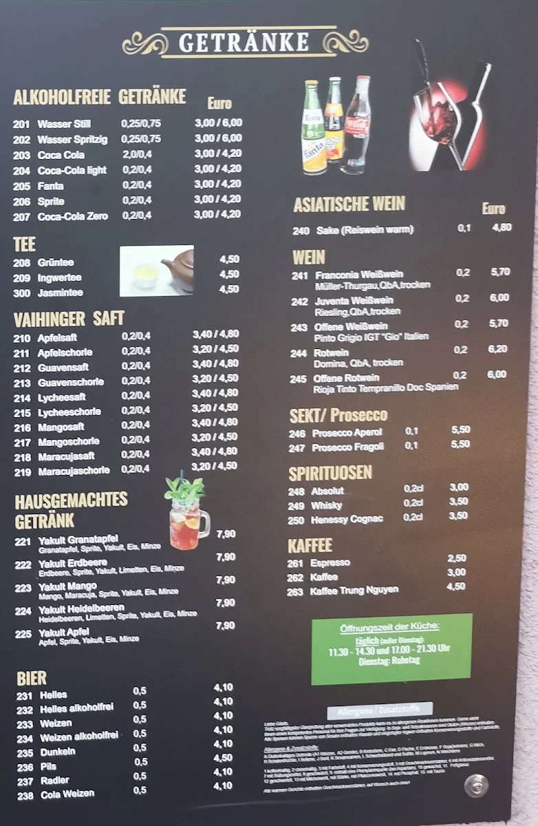 Speisekarte, Osaka Restaurant