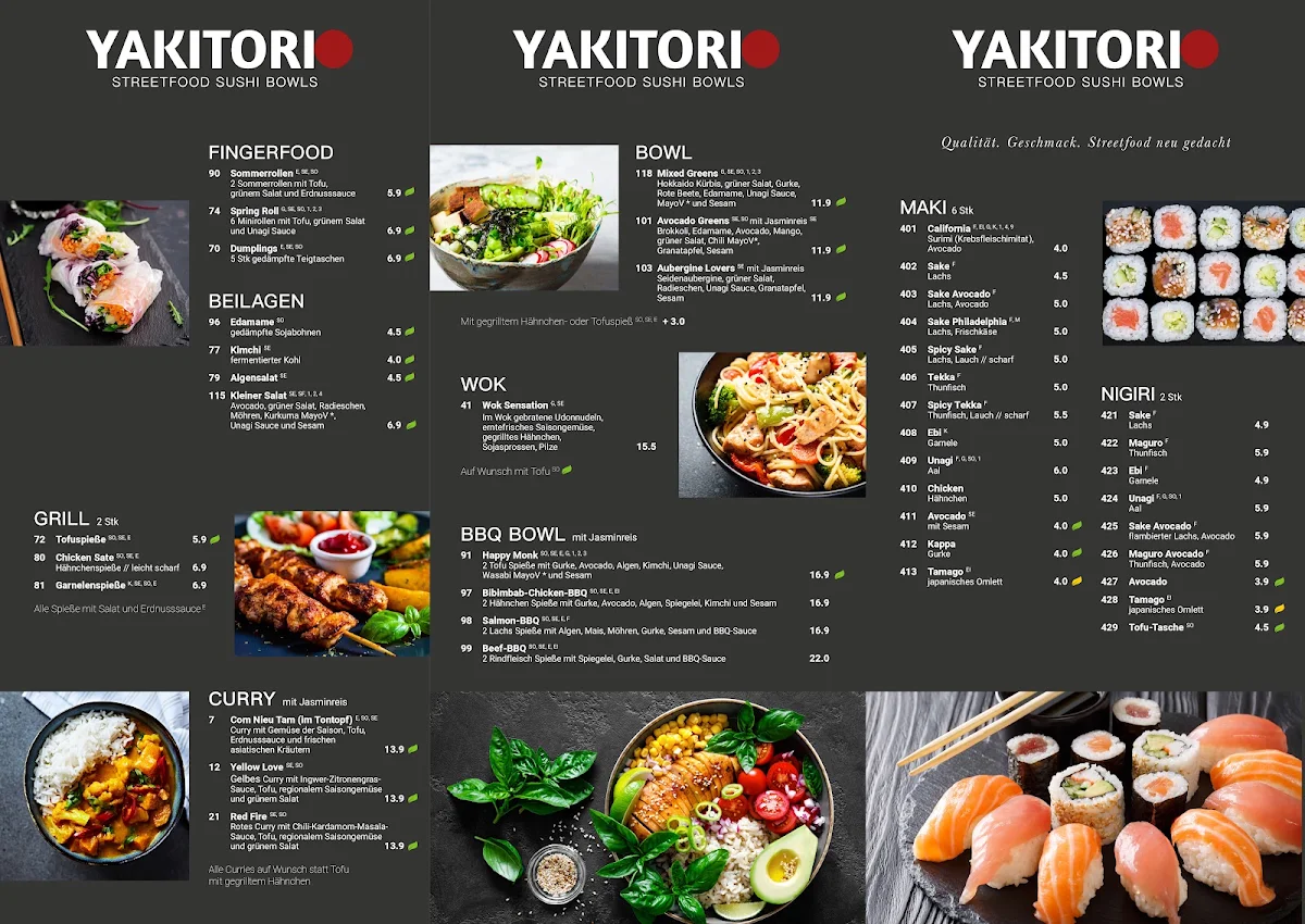Speisekarte, Yakitori Berlin
