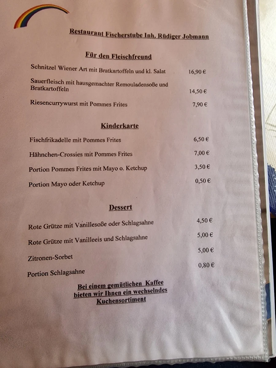 Speisekarte, Fischerstube Ratzeburg