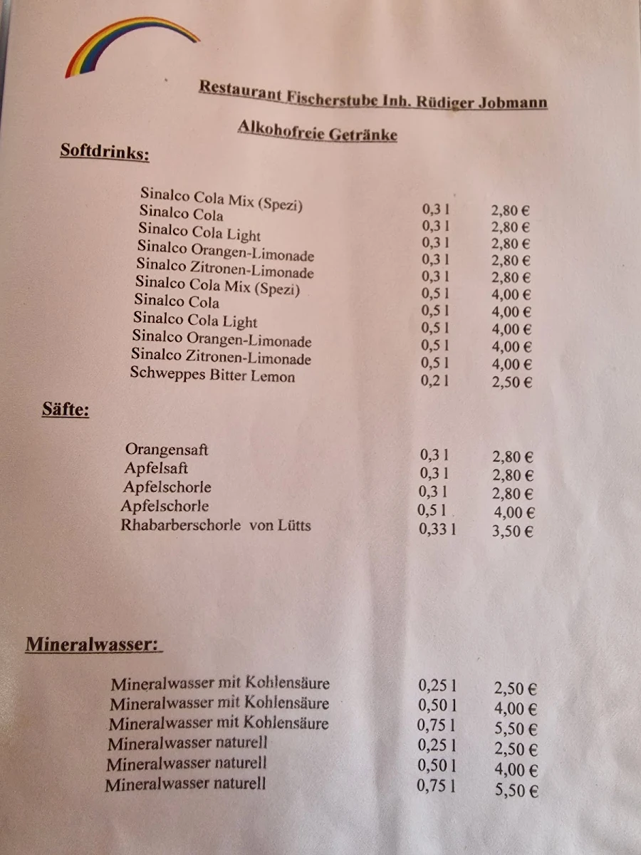 Speisekarte, Fischerstube Ratzeburg