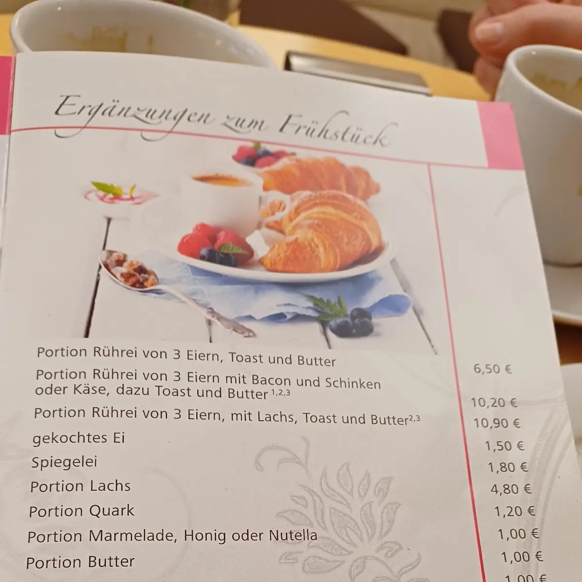 Speisekarte, Café Konditorei Guglhupf