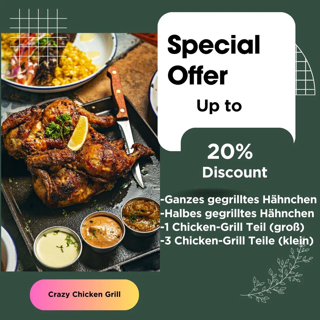 Speisekarte, Crazy-Chickengrill