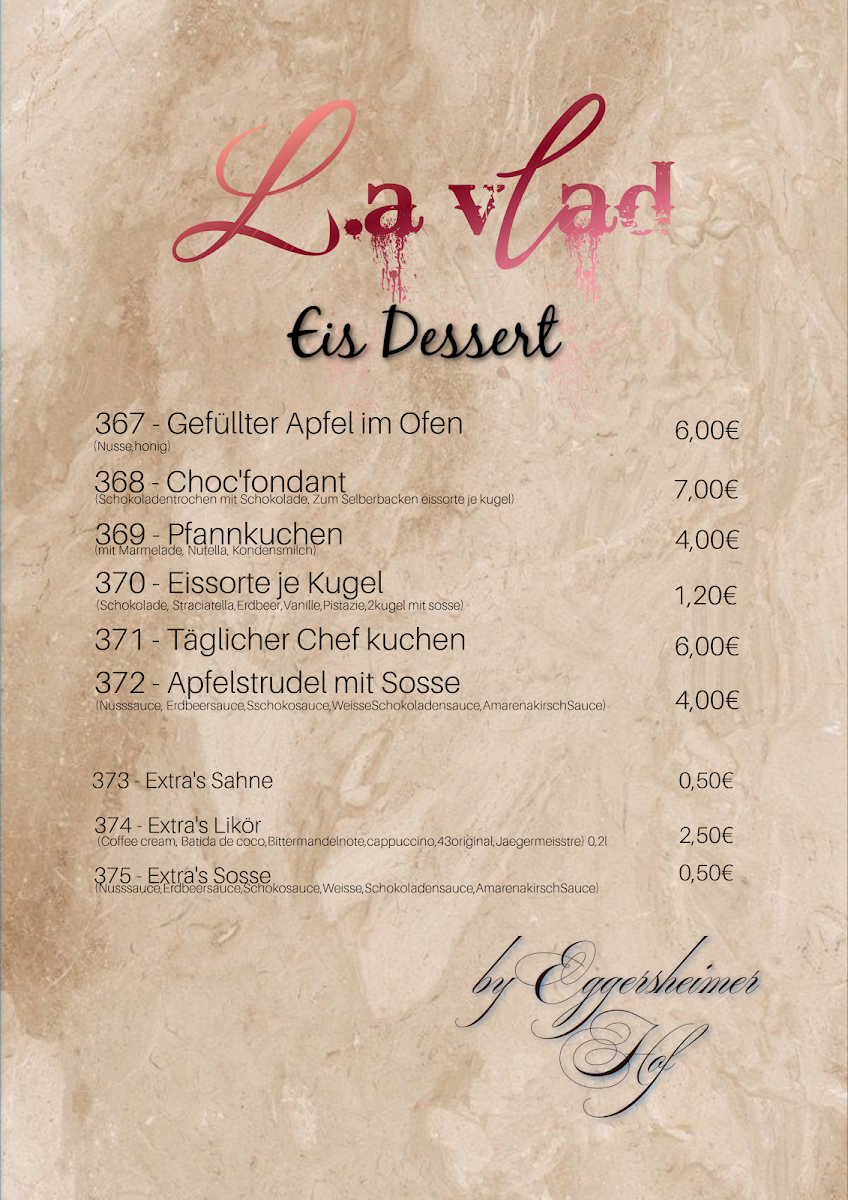 Speisekarte, L.a vlad