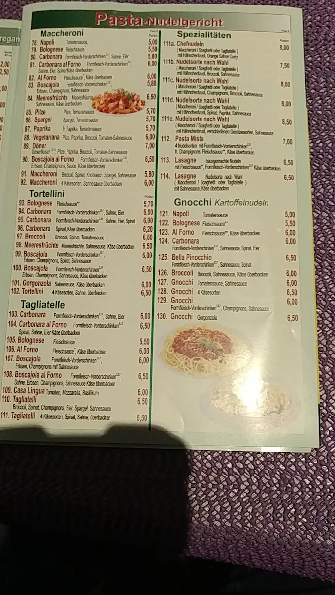 Speisekarte, Pizzeria Myma - Pizza, Döner, Nudeln, Salat