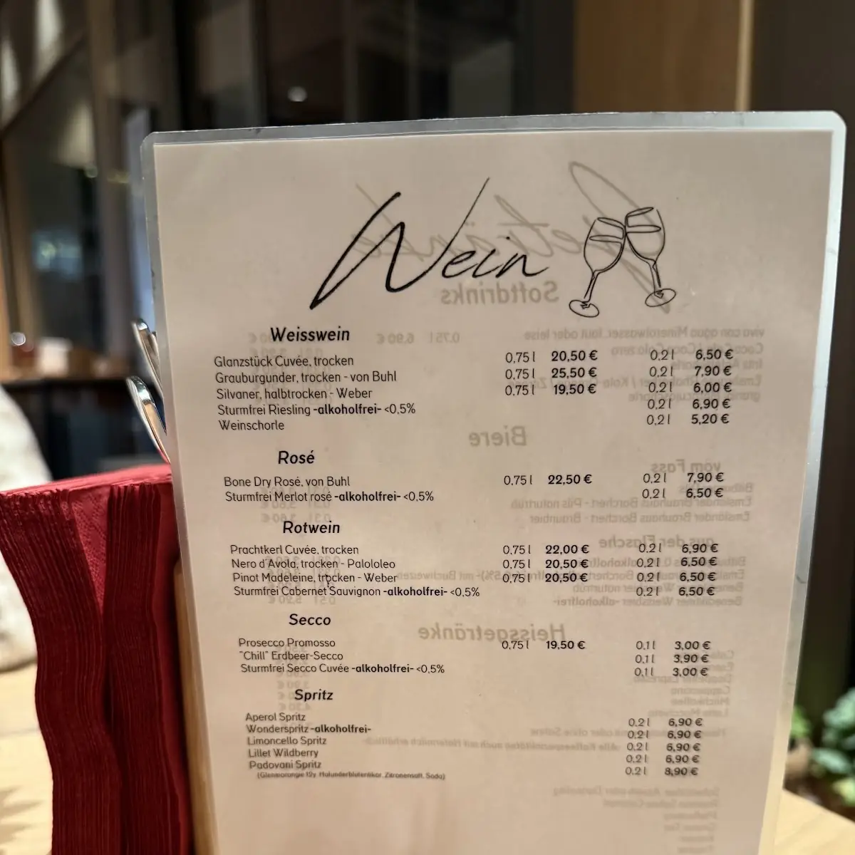 Speisekarte, Wirz Lingen - Wir zusammen