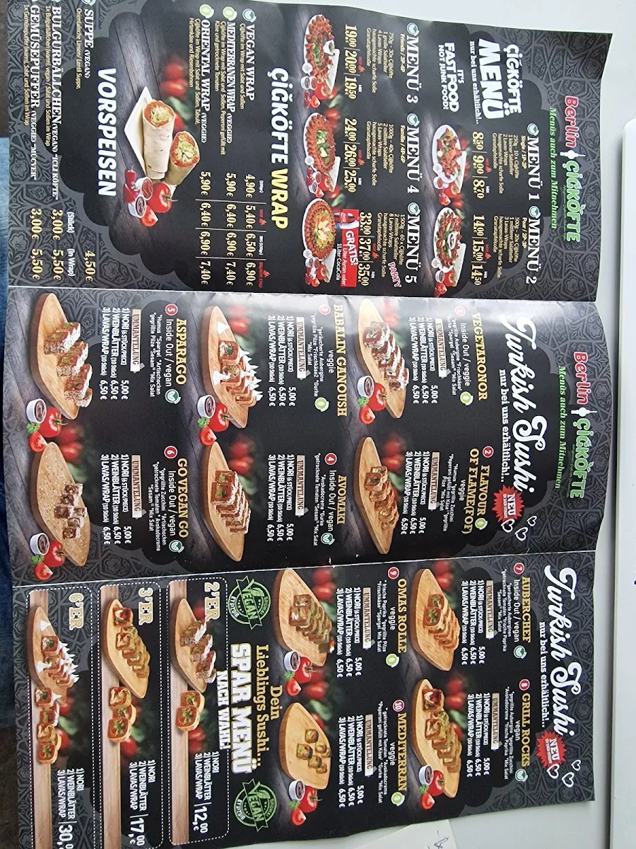 Speisekarte, Berlin Cigköfte Spandau