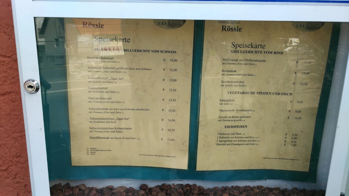 Speisekarte, Gaststätte Rössle - Peter Schönig
