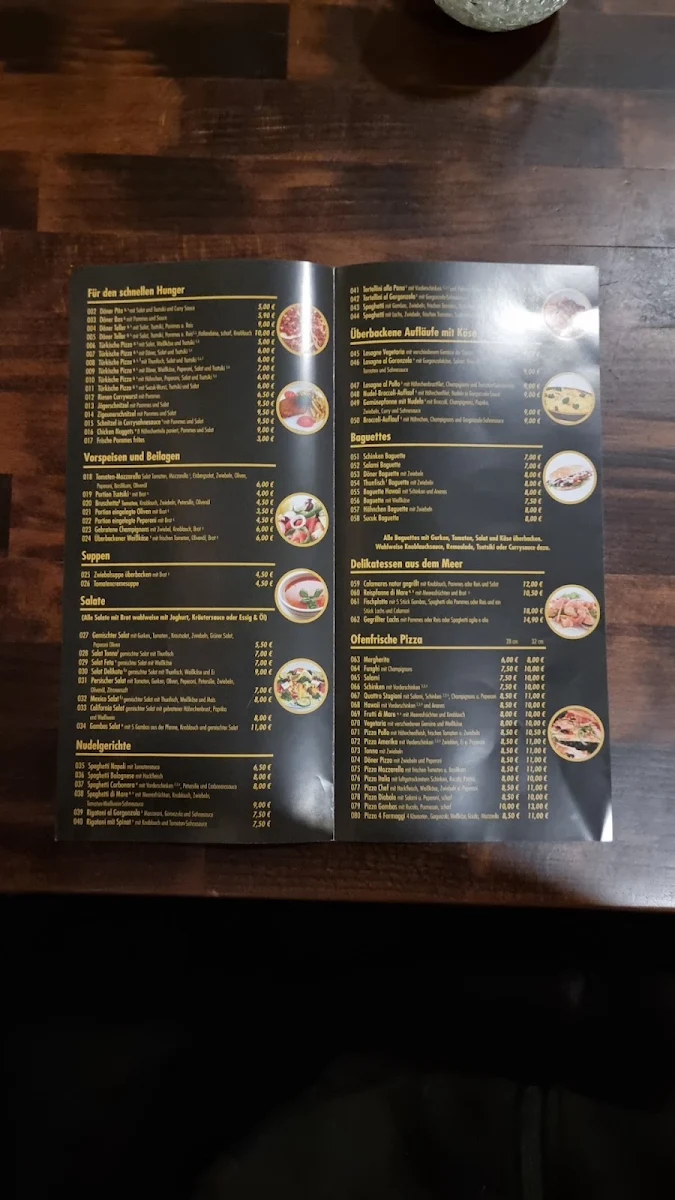 Speisekarte, Imbissrestaurant Delikato
