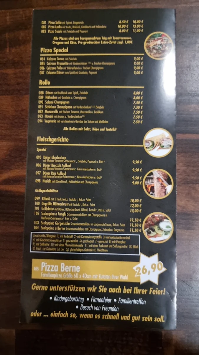 Speisekarte, Imbissrestaurant Delikato