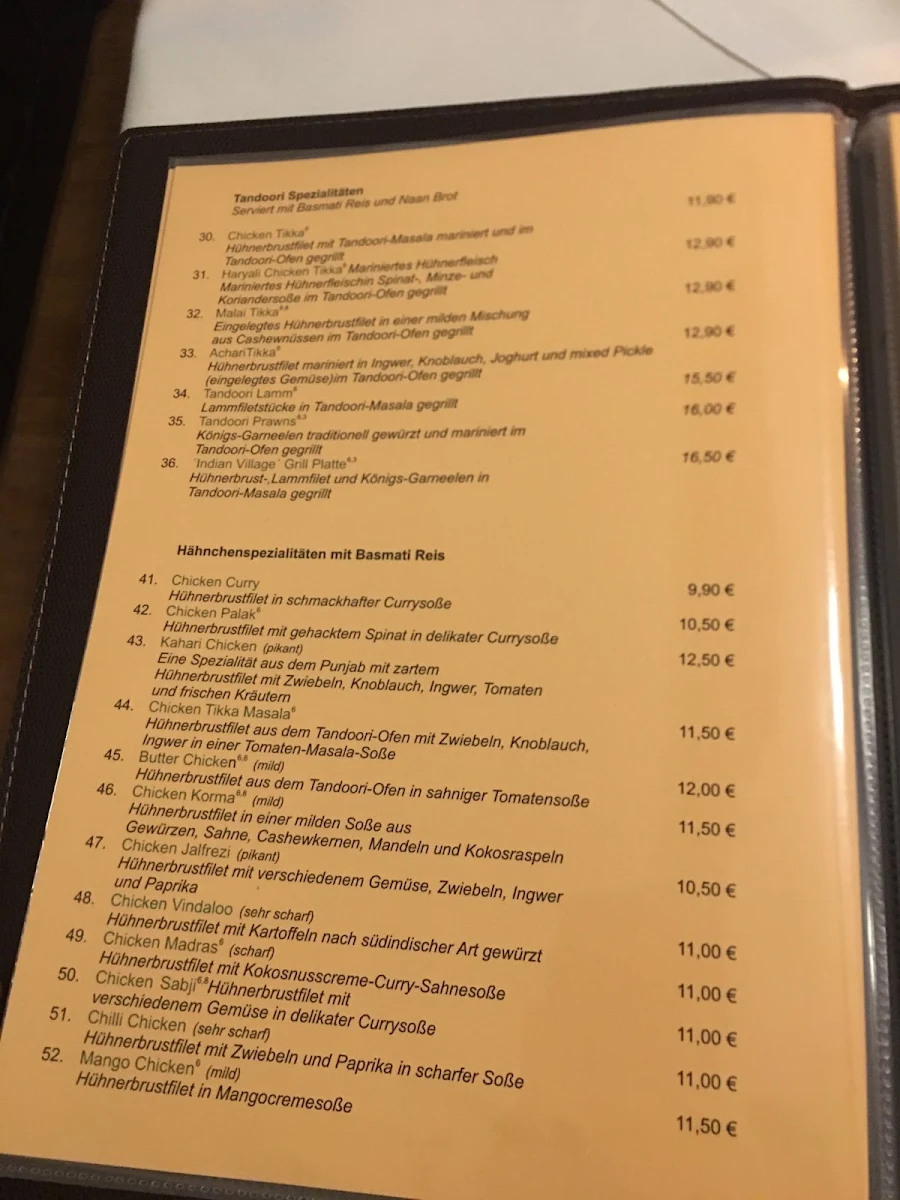 Speisekarte, Indian Village - Indisches Restaurant, Ockstadt, Friedberg