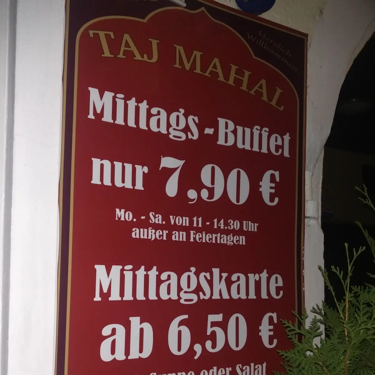 Speisekarte, Restaurant Taj Mahal - Ingolstadt