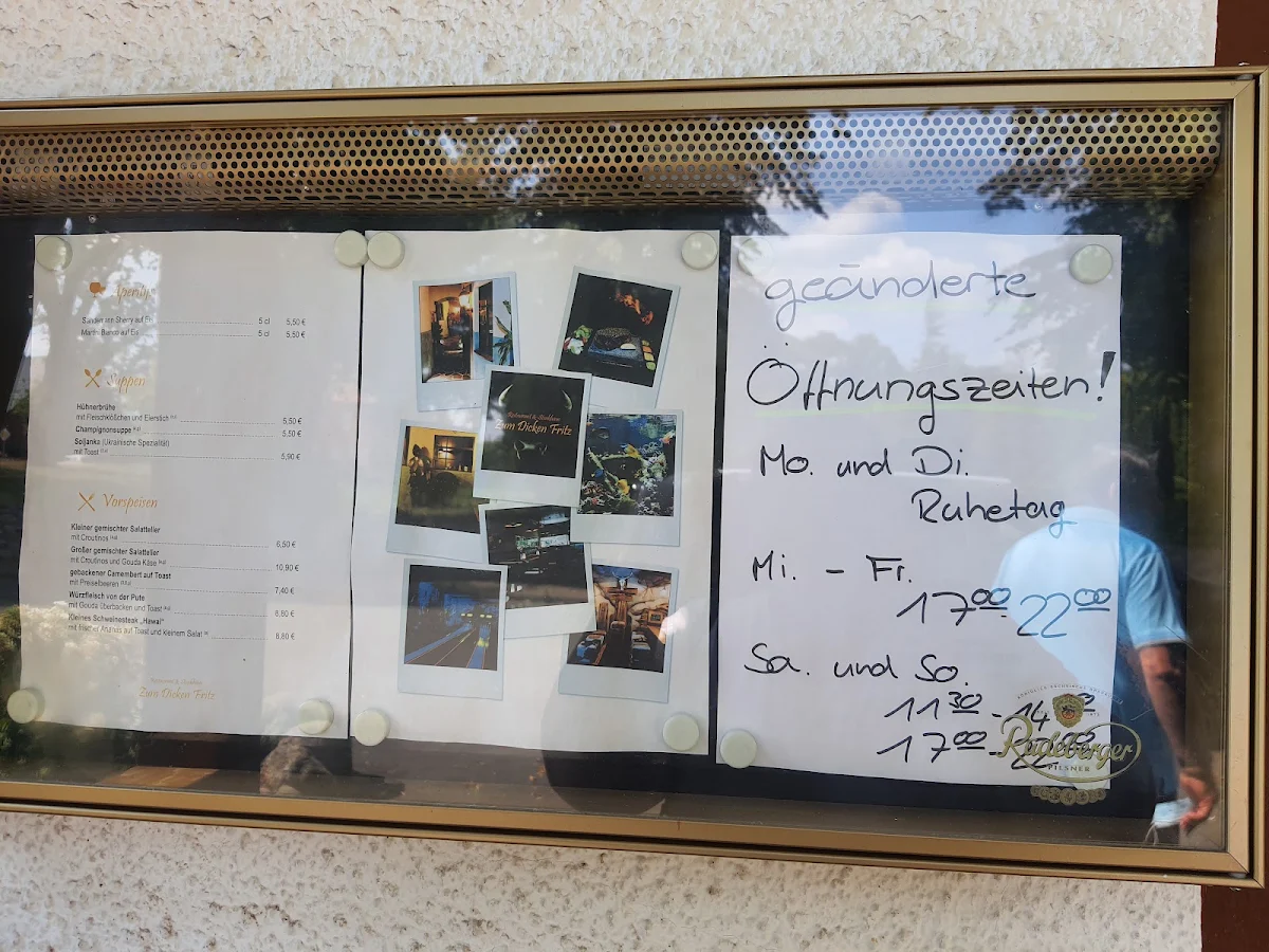 Speisekarte, Gasthaus Zum dicken Fritz