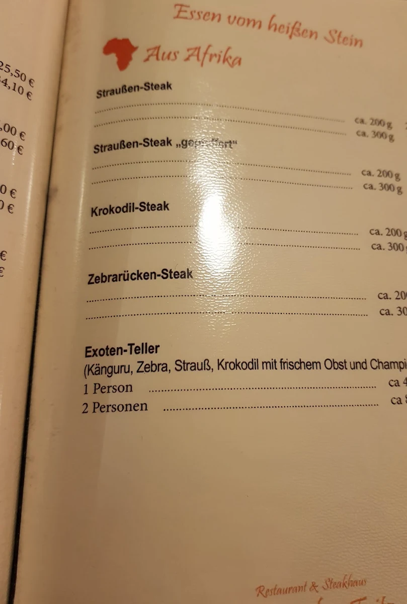 Speisekarte, Gasthaus Zum dicken Fritz