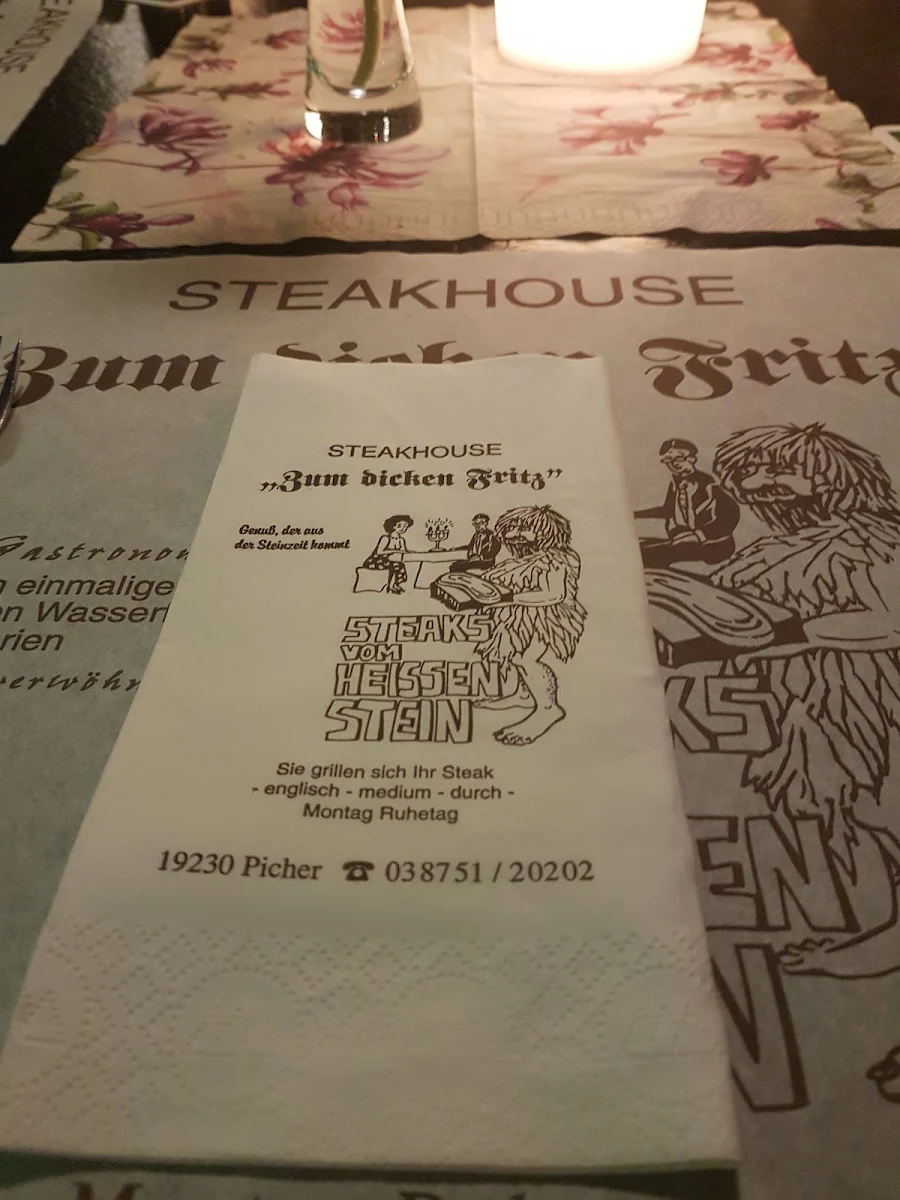 Speisekarte, Gasthaus Zum dicken Fritz