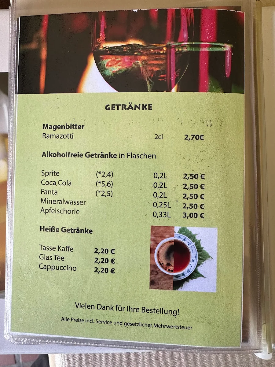 Speisekarte, Tönnchen