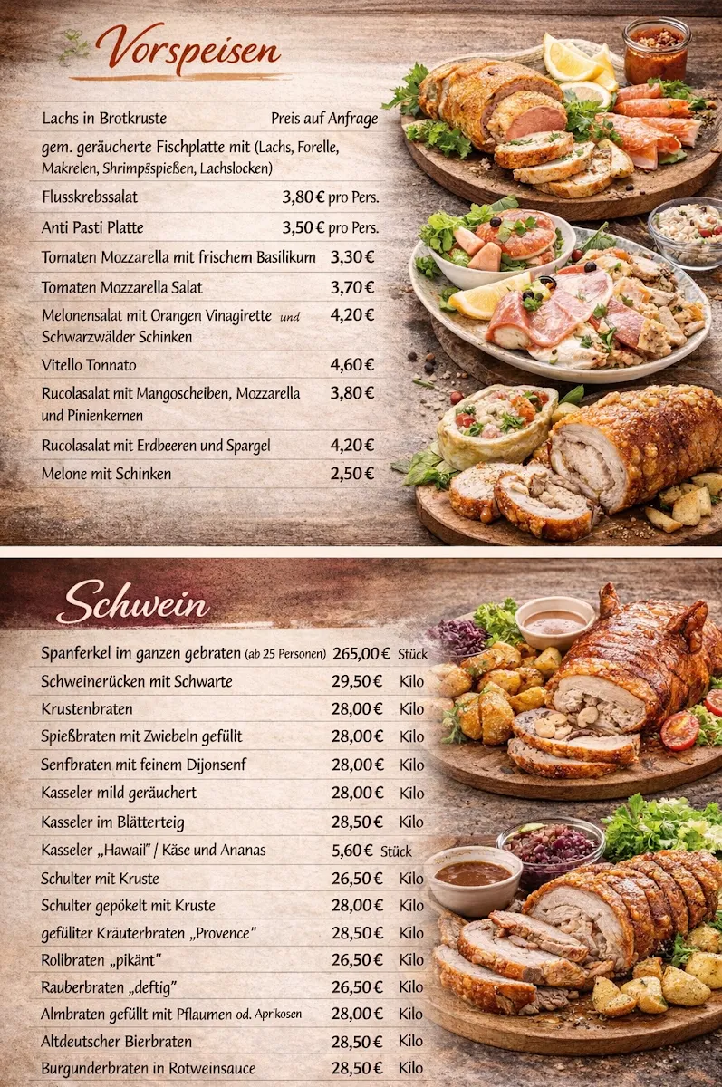 Speisekarte, Catering by Holger