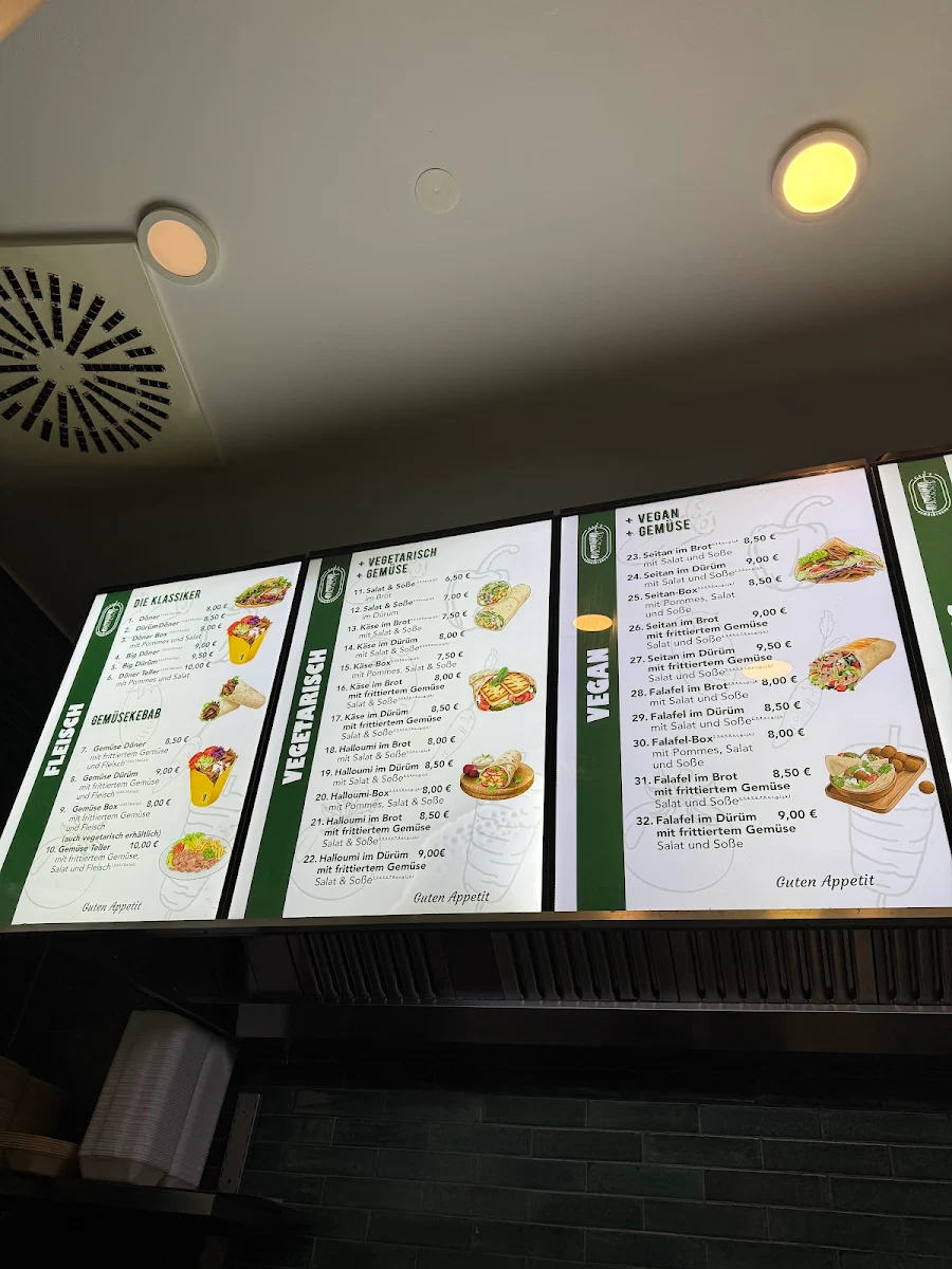 Speisekarte, Can's Gemüsekebab & Kalbsdöner