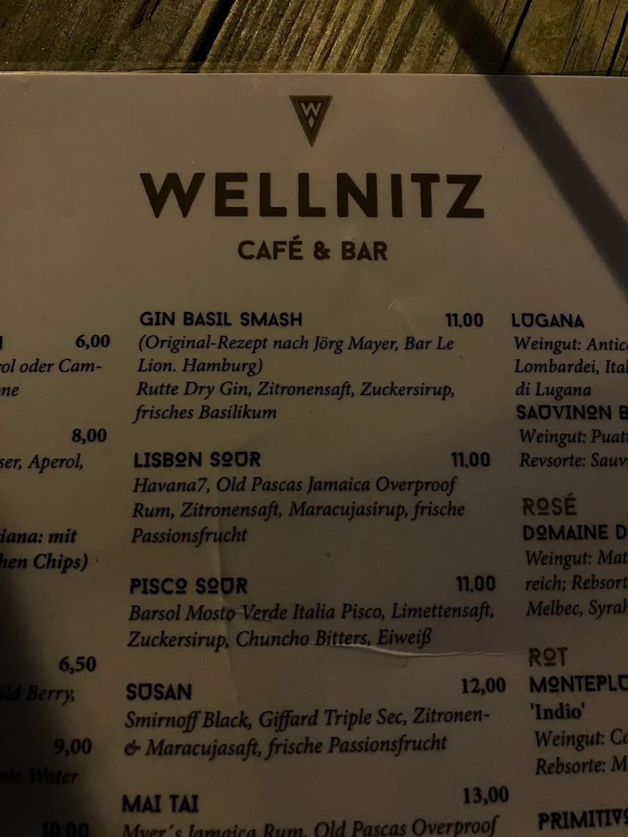 Speisekarte, Wellnitz Café & Bar - Darmstadt