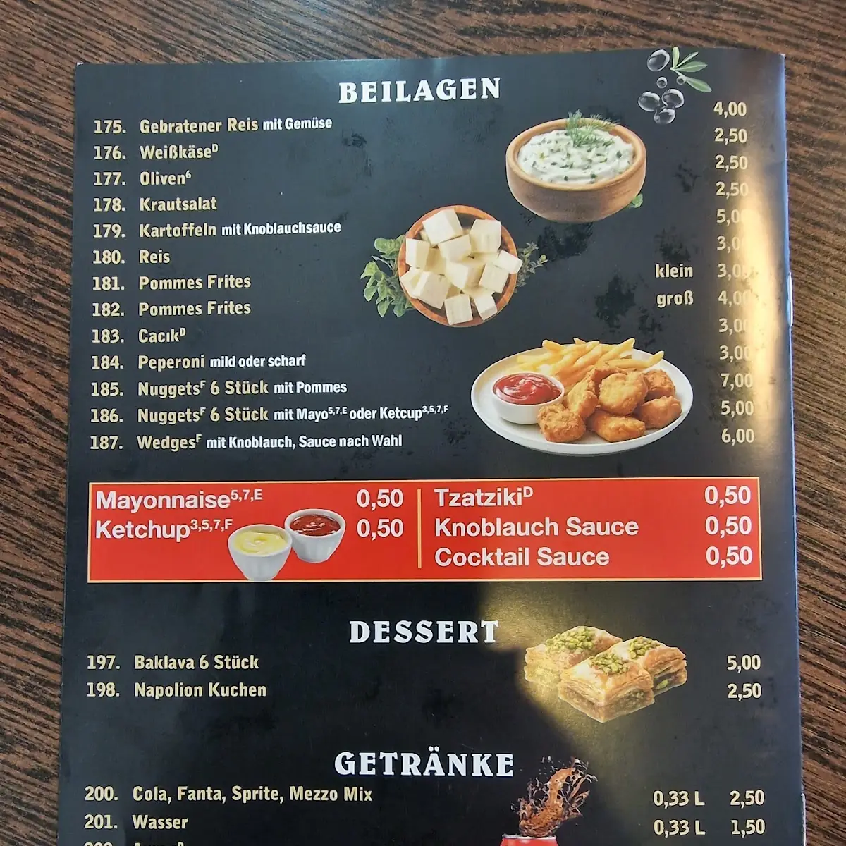 Speisekarte, Bünder Grill
