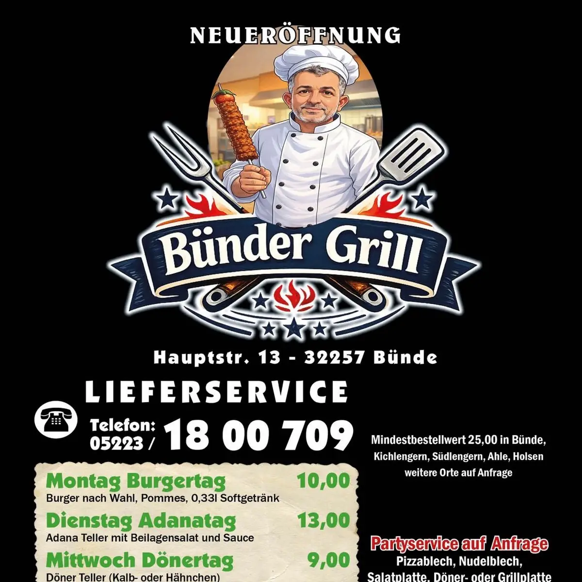 Speisekarte, Bünder Grill