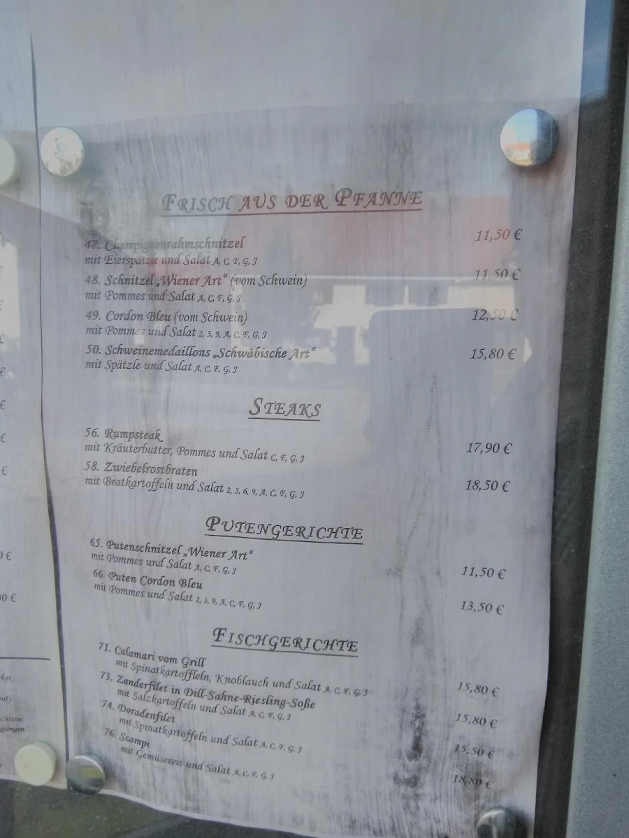 Speisekarte, Restaurant Beim Dorfwirt
