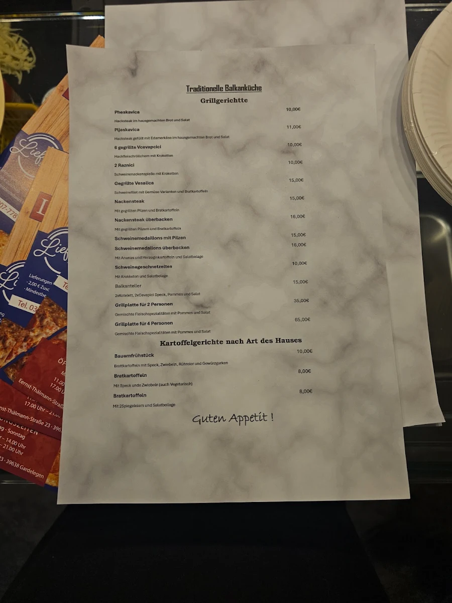 Speisekarte, Leskovac Grill Gardelegen