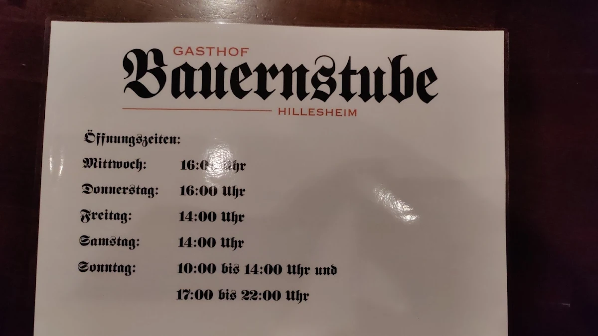 Speisekarte, Bauernstube Hillesheim