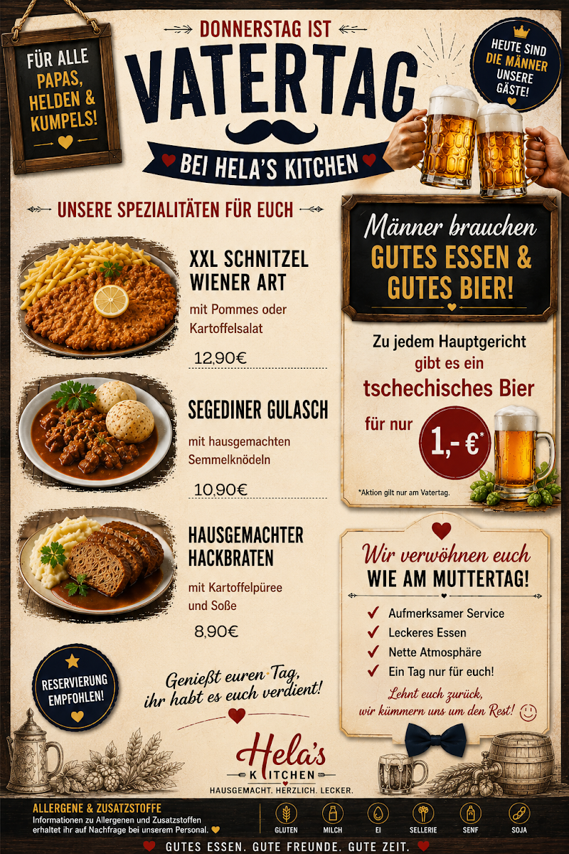 Speisekarte, Hela‘s Kitchen