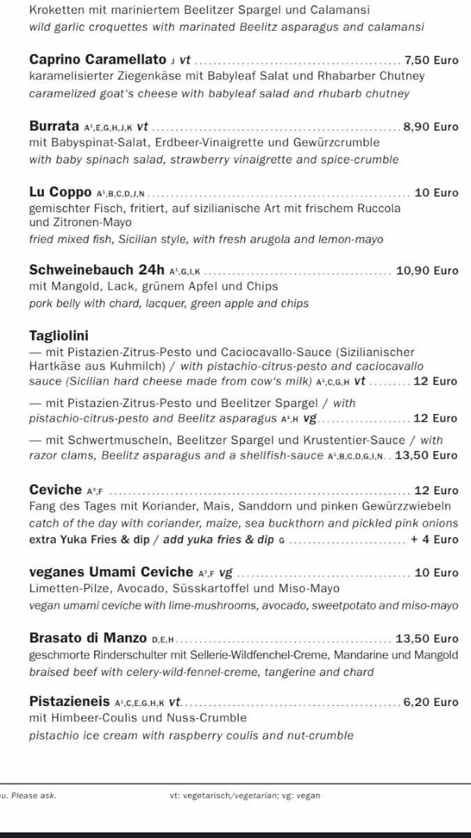 Speisekarte, Küche 3