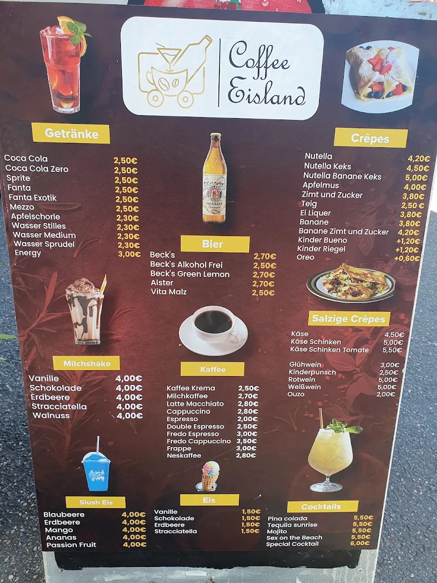 Speisekarte, Coffee Eisland– Ochtumsperrwerk