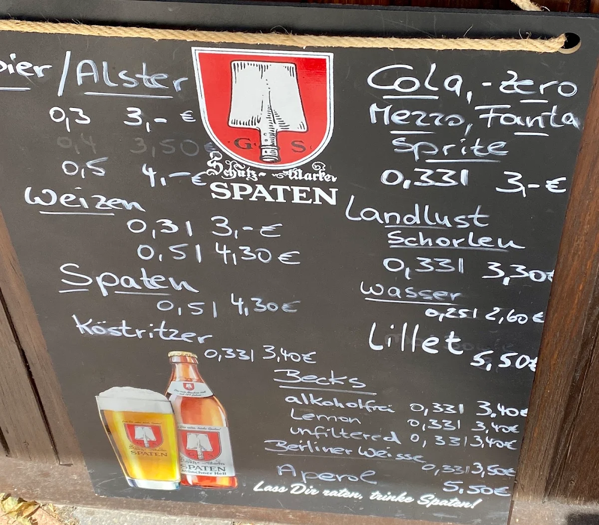 Speisekarte, Café am Waldkater