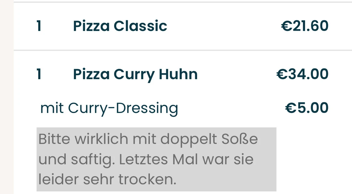Speisekarte, Pizza-Blitz