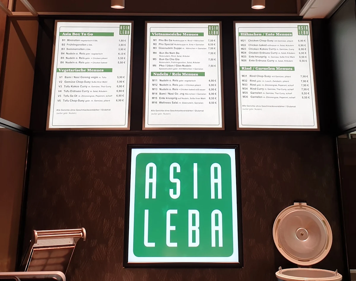 Speisekarte, ASIA LEBA Braunschweig